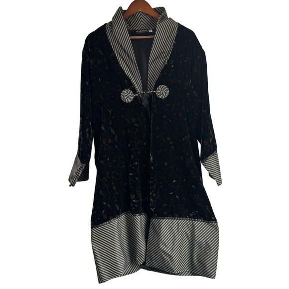 Goody Goody California Velvet Floral Striped Trim Duster Cardigan Halloween - Picture 1 of 11